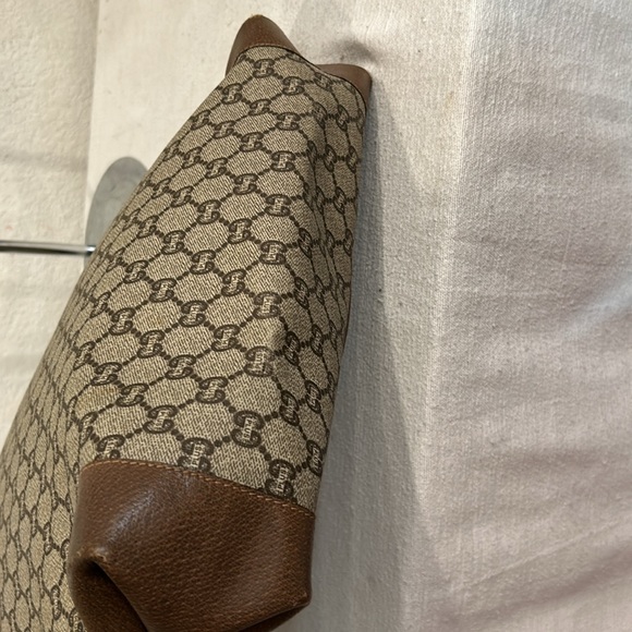 GUCCI GG Plus Canvas Web Sherry Line  Bag PVC Beige Green Red Authentic - Picture 11 of 15